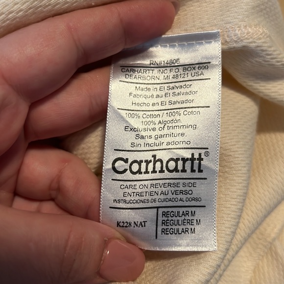 Carhartt Thermal Long Sleeve Shirt USA Made Off White Waffle Knit Mens M - Picture 10 of 10